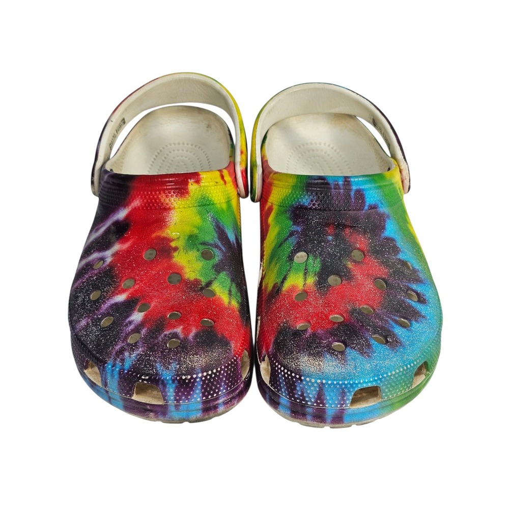 Crocs Classic Clogs Tie Dye Glitter Multi Color Unisex Mens 9 Womens 11
